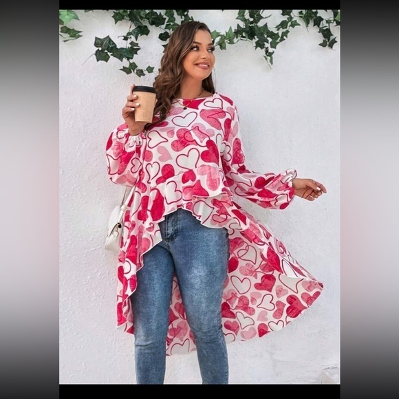 Tops - - New ruffle style  heart high low tunic blouse plus size 3X ❤️ Bin 89